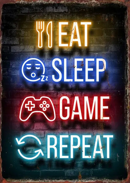 Neon Gamepad Retro Tin Sign