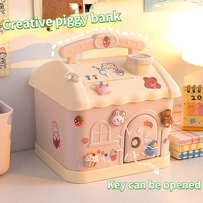 Small House Coin Bank With Ornaments